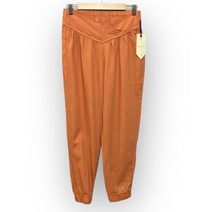 Like new Ban Jara Boho Linen Blend Orange Harem Jogger Pants